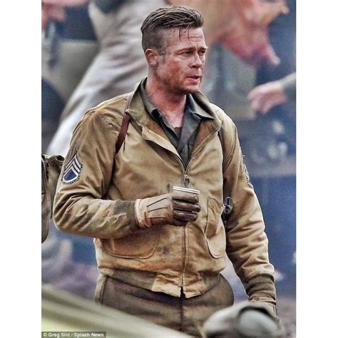 Brad Pitt Fury WW2 Wardaddy Tanker Bomber Jacket – Celebs ...