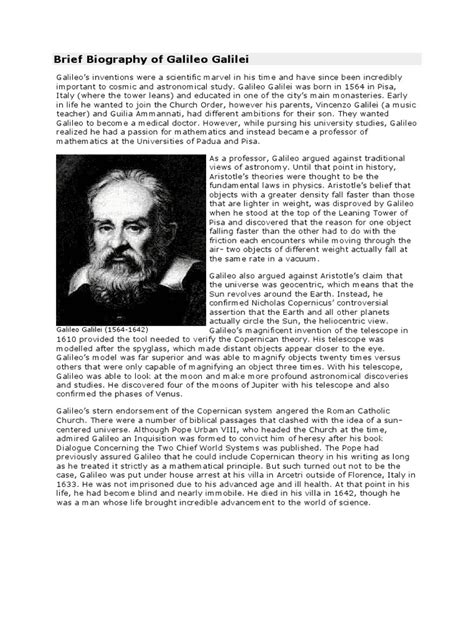 Brief Biography of Galileo Galilei | Galileo Galilei | Heliocentrism