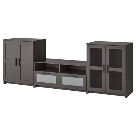BRIMNES Mueble TV con almacenaje y puertas   gris   IKEA
