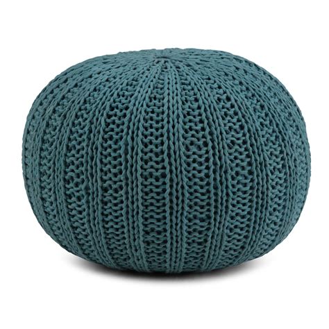 Brooklyn + Max Milford Transitional Round Hand Knit Pouf ...