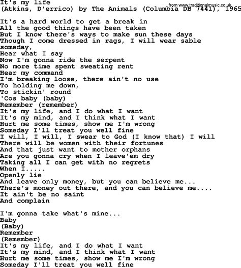 Bruce Springsteen song: It s My Life, lyrics