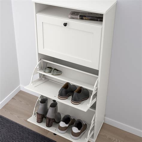 BRUSALI Shoe cabinet with 3 compartments, white, 24x511/8    IKEA