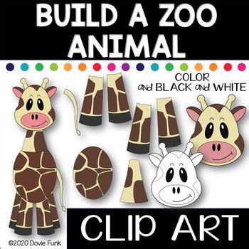 Build Your Own ZOO ANIMAL Clip Art GIRAFFE CRAFT by Dovie Funk | TpT