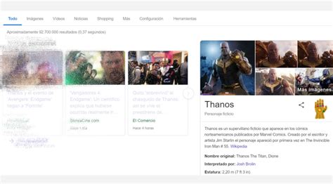 Busca  Thanos  en Google, da click en el guantelete del ...