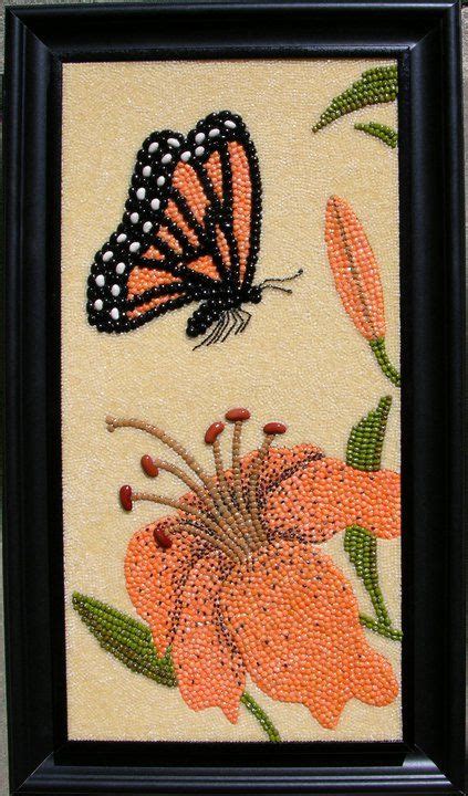 Butterfly Monarch | Seed bead art, Seed art