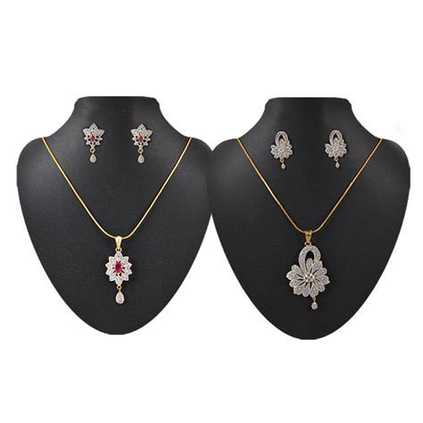 Buy 2 American Diamond Pendant Sets Online at Best Price in India on ...