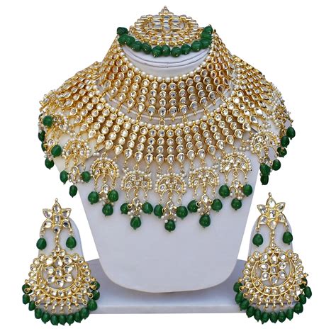 Buy Lucky Jewellery Ethnic Green Color Gold Plating Padmavat Jewelry ...