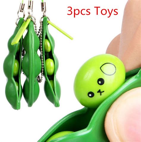Buy Online 3 pcs Decompression Edamame Toy Squishy Squeeze Peas Beans ...