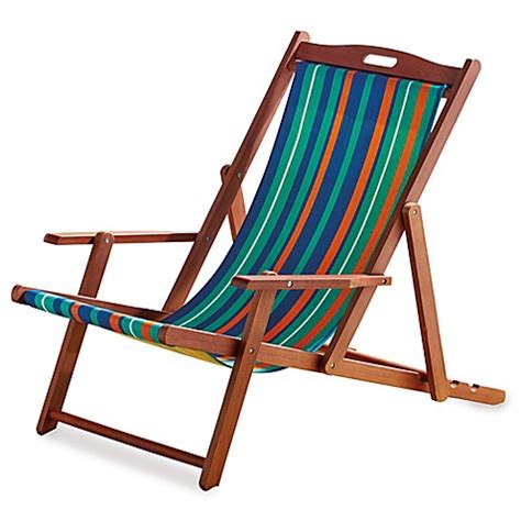 Buy Resort Striped Folding Wood Beach Chair from Bed Bath ...