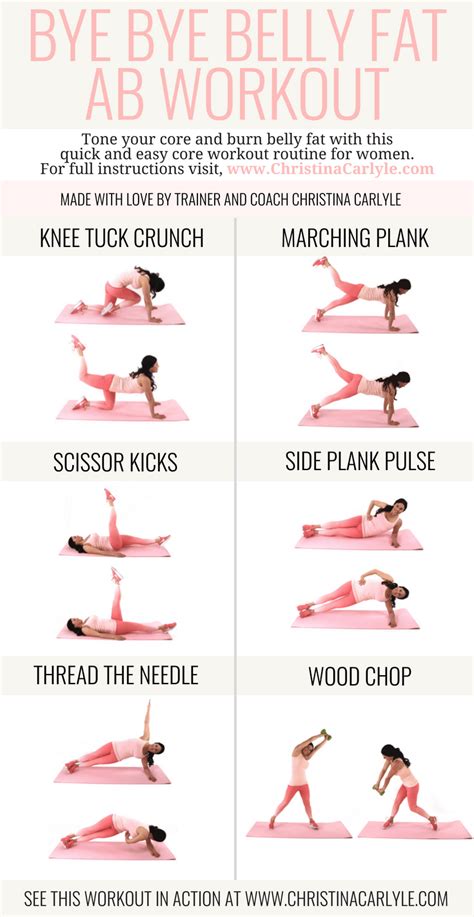 Bye Bye Belly Fat Core Workout Routine   Christina Carlyle ...