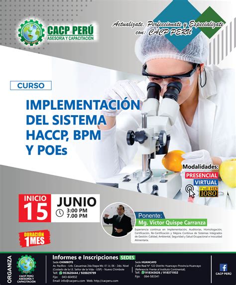 CACP Perú | Curso: Implementación Del Sistema Haccp, Bpm Y ...