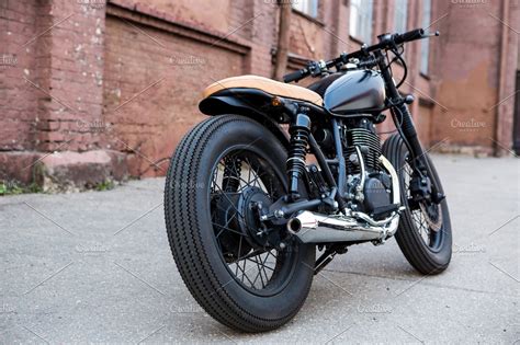 Cafe racer motorcycle on parking. | High Quality Sports Stock Photos ...
