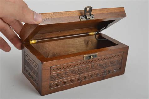 Caja decorativa artesanal cofre de madera tallado regalo ...