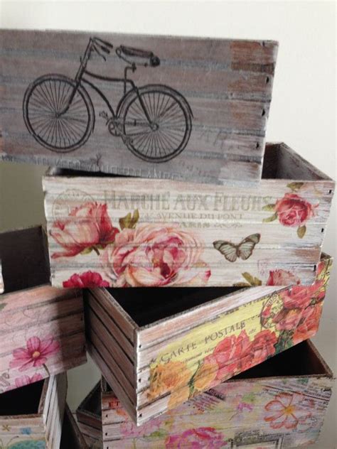 Caja multiusos de madera estilo vintage, pintada y ...