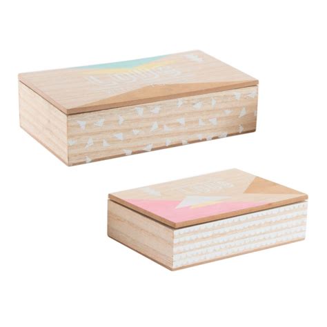 Cajas decoradas scandi de madera color pastel  Set 2 caja ...