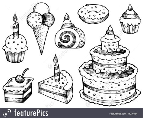 Cakes Drawings Collection Illustration