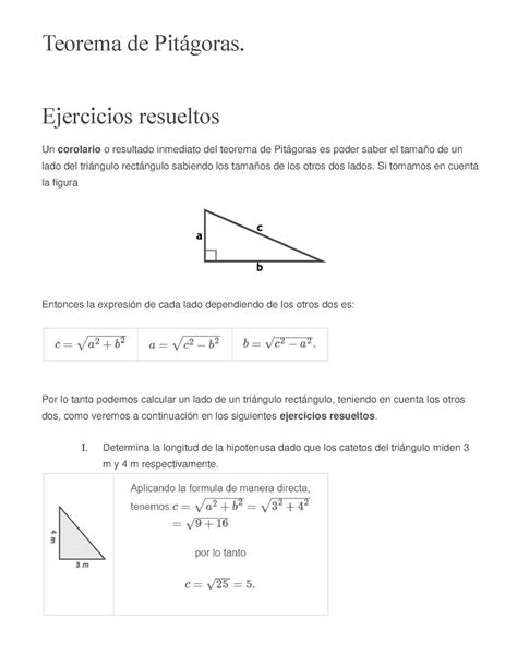Calaméo   Ejercicios Resueltos Teorema Del Teorema De Pitágoras
