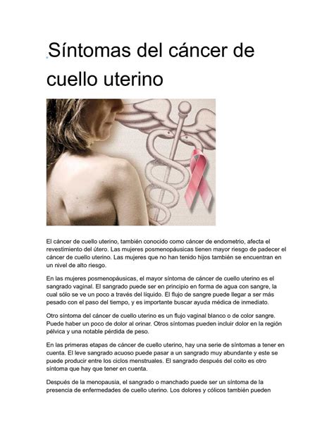 Calaméo   Síntomas del cáncer de cuello uterino