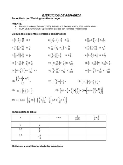 Calcula Los Siguientes Ejercicios Combinados