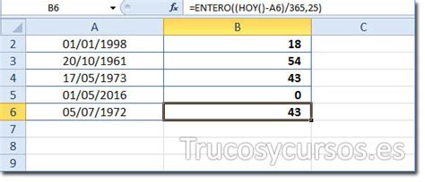 Calcular la edad a partir de fecha de nacimiento en Excel ...