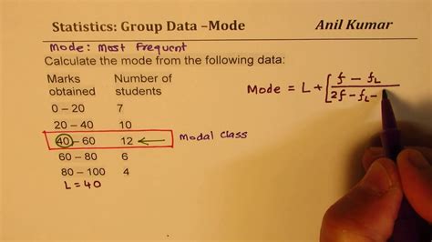 Calculate Mode from Continuous Group Data Statistics 10 ...