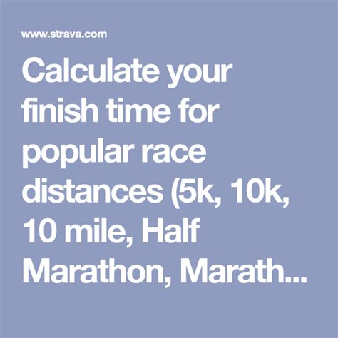 Calculate your finish time for popular race distances  5k ...