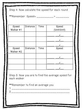 Calculating Speed: Speed Walking Lab by Math Galore and ...