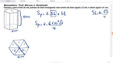 Cálculo da área da superfície de um prisma hexagonal ...
