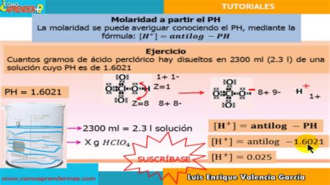 Cálculo de la concentración de soluciones a partir del PH   Ejercicio 2 ...