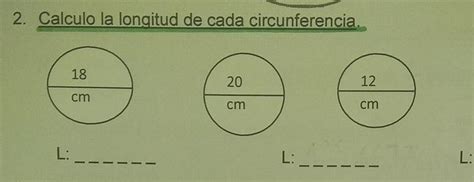 Calculo la longitud de cada circunferencia 18 cm 20 cm 12 cm L ...