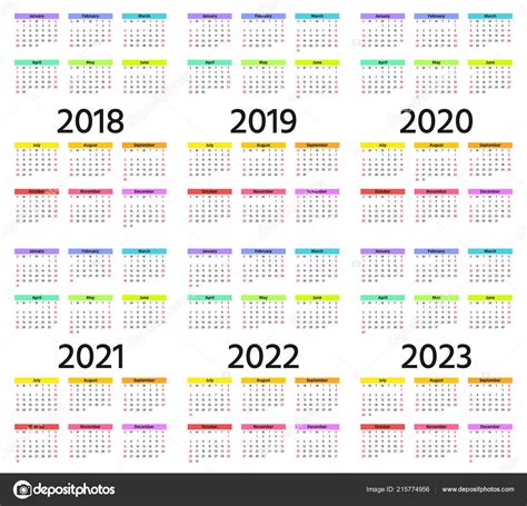 Calendario 2018 2019 2020 2021 2022 2023 Año Semana ...