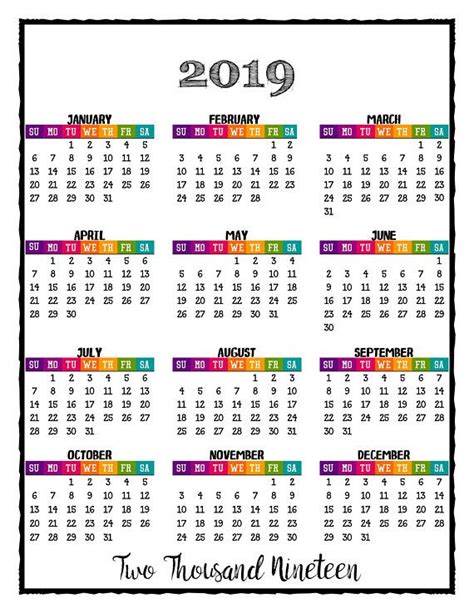 Calendario 2019 Para Imprimir   SEONegativo.com