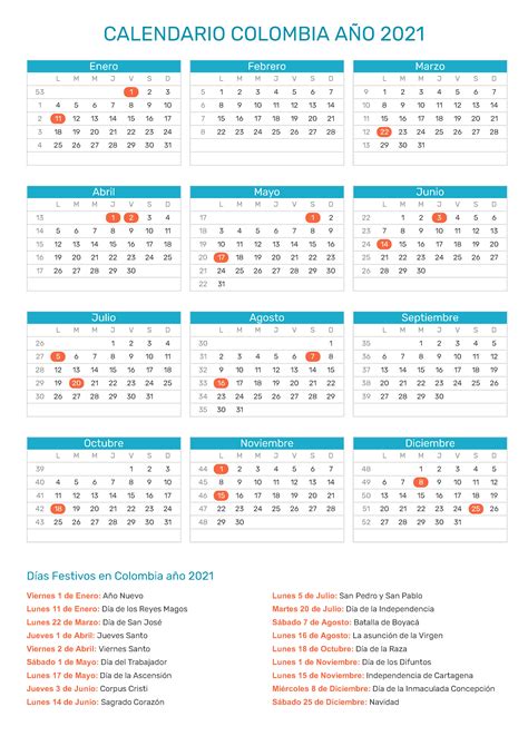 CALENDARIO 2020 Y 2021 COLOMBIA CON FESTIVOS   Calendario 2019