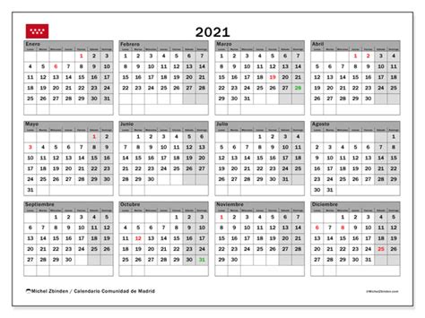 Calendario 2021, Comunidad de Madrid  España    Michel Zbinden ES