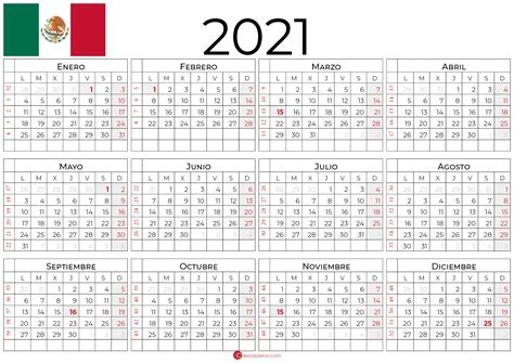 Calendario 2021 Mexico | Calendario, Calendario anual ...