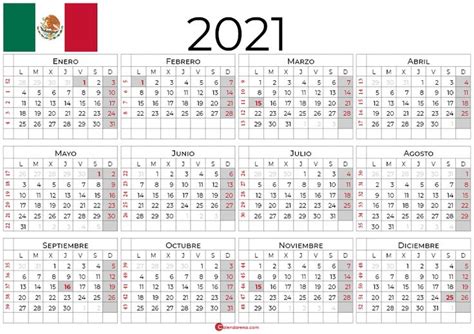 Calendario 2021 Mexico | Calendario con dias festivos ...