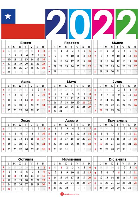 Calendario 2022 Chilie Con Días Festivos Para Imprimir