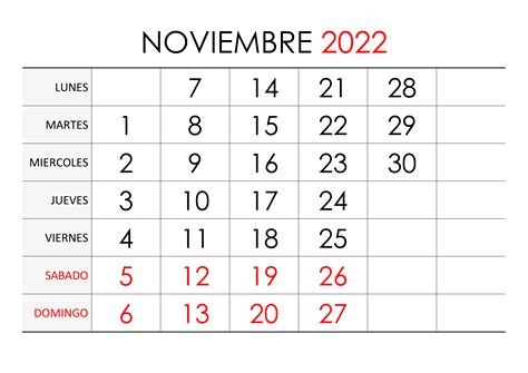 Calendario 2022 Noviembre