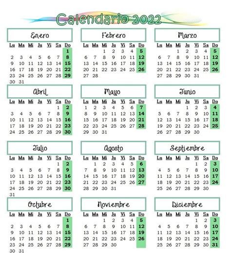 Calendario 2022 | Plantilla de calendario para imprimir ...