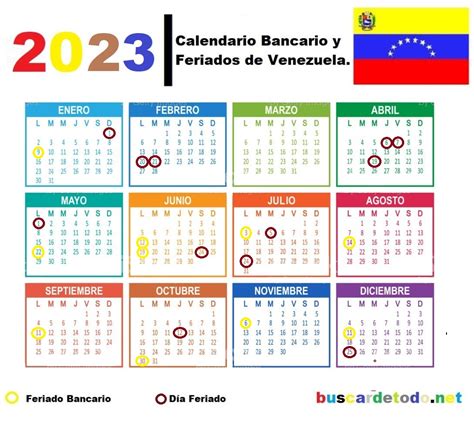 Calendario bancario y feriados de Venezuela 2023 | Buscar De Todo
