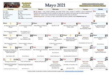 Calendario Católico Tradicional 2021 | Santoral Litúrgico
