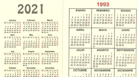 Calendario de 1993 es IGUAL al de 2021: ¿por qué sucede este fenómeno y ...