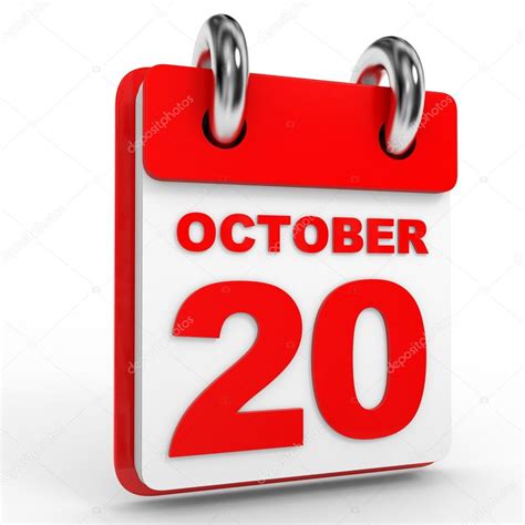 Calendario de 20 de octubre sobre fondo blanco — Fotos de Stock ...