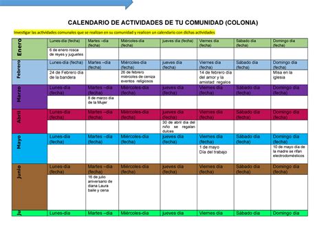 Calendario DE Actividades DE TU Comunidad   CALENDARIO DE ACTIVIDADES ...