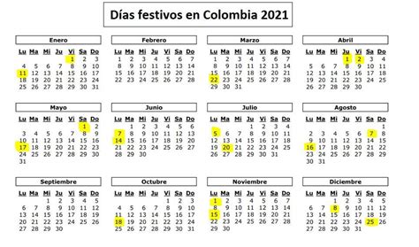 Calendario de Colombia: estos los 18 Días festivos en ...