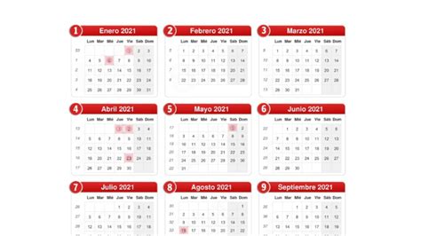 Calendario de festivos y días inhábiles de 2021 en España