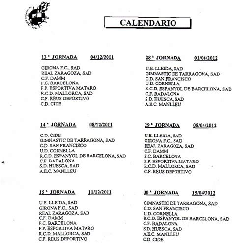 Calendario de liga del Juvenil División de Honor 2011 12 Juvenil D.H ...