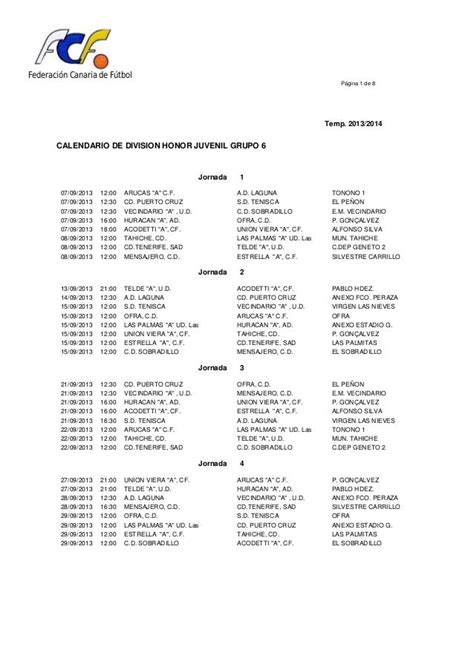 Calendario definitivo División de Honor Juvenil temporada 2013/2014