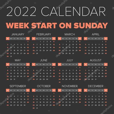 Calendario del año 2022 simple — Vector de stock  123sasha #145752505