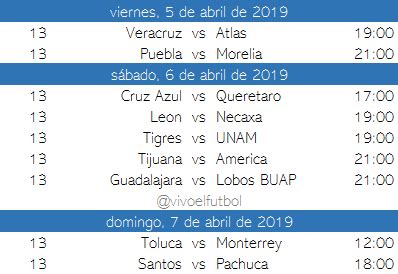 Calendario del clausura 2019 del futbol mexicano   Apuntes ...